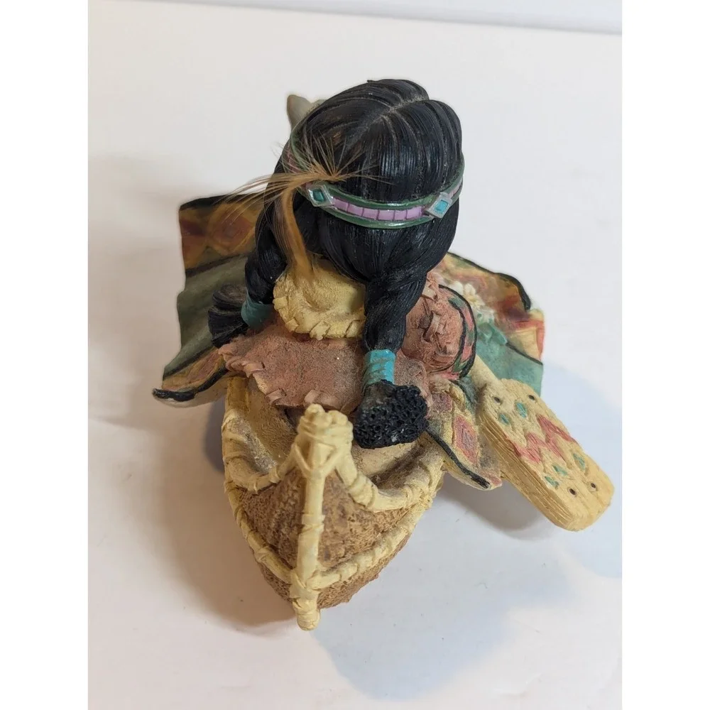 VINTAGE ENESCO 1998 FRIENDS OF THE FEATHER LITTLE TRAVELER - CHILD IN CANOE 4.5